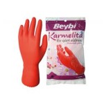 Beybi Karmelita 7,5 Numara 25li Paket Bulaşık Eldiveni Gıdaya Uygundur Kaymayı Önleyici Pütürlü 