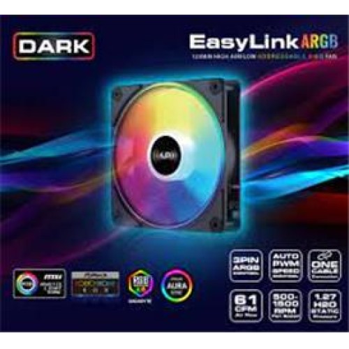Dark DKCF1200A Easylink Siyah Addressable RGB 1X12cm Fan siyah 