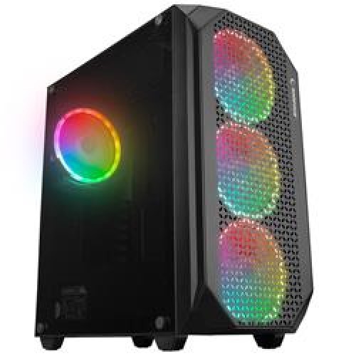 Rampage ZUKO 600W 80+ BRONZE Siyah 4-14cm Rainbow Temperli Camlı ATX Mid-T Gaming Oyuncu Kasası