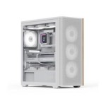 Aerocool AE D501A WH 4x12cm  Fanlı Ahşap Ön Panel Tempered Cam Yan ve Mesh Ön Panel, USB Type-C,ATX