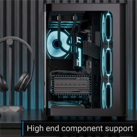 Aerocool AE P500C BK 4x12cm Mirror A-RGB Fanlı, Panoramik Tempered Panel, ATX 