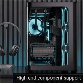 Aerocool AE P500C BK 4x12cm Mirror A-RGB Fanlı, Panoramik Tempered Panel, ATX 