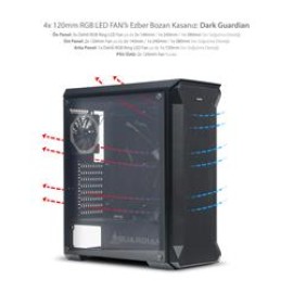 Dark GUARDIAN 4x12cm Dual RGB Fan USB3.0 T-Glass ATX Oyuncu Kasası 