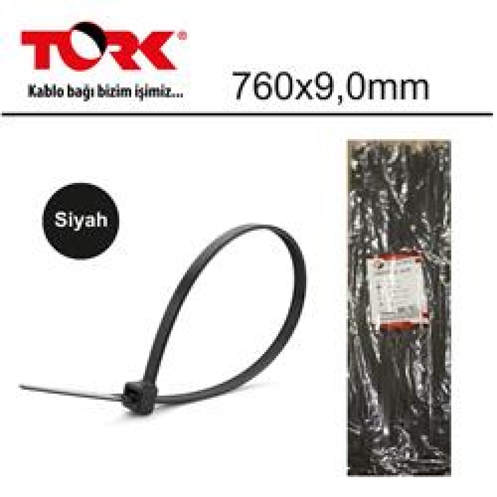 Tork TRK-760-9,0mm Siyah 100lü Kablo Bağı 