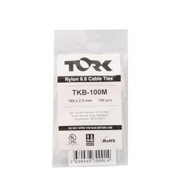 Tork TKB-100M 2.5-100 Beyaz Kablo Bağı 100lü Paket