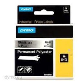 Dymo 18487 RhinoPro Sabit Polyester Şerit 19mm X 5,5m Metalik Gri-Siyah  