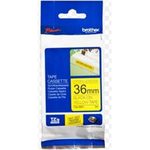 Brother TZE-S661 36 mm Sarı Üzeri Siyah Güçlü Yapışkanlı Laminasyonlu Etiket