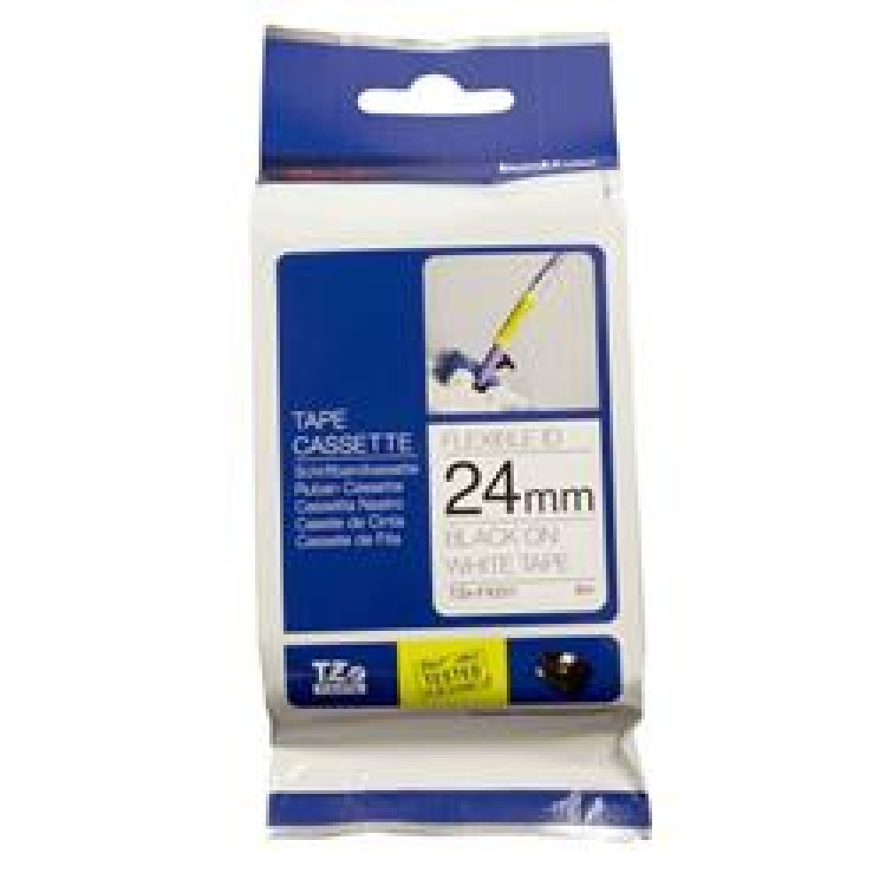 Brother TZE-FX251 24 mm Beyaz Üzeri Siyah Esnek Laminasyonlu Etiket