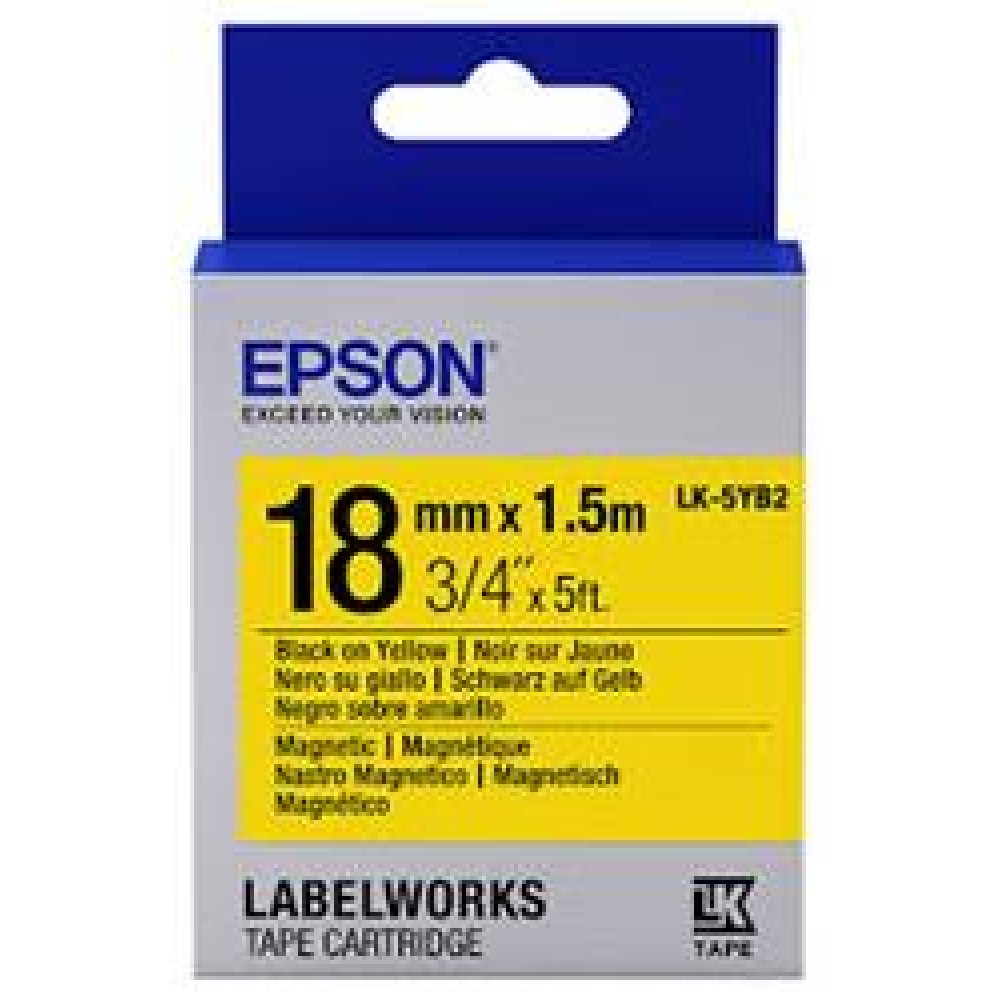 Epson LK-5YB2 Mıknatıslı Sarı Üzeri Siyah 18mm 9Metre Etiket