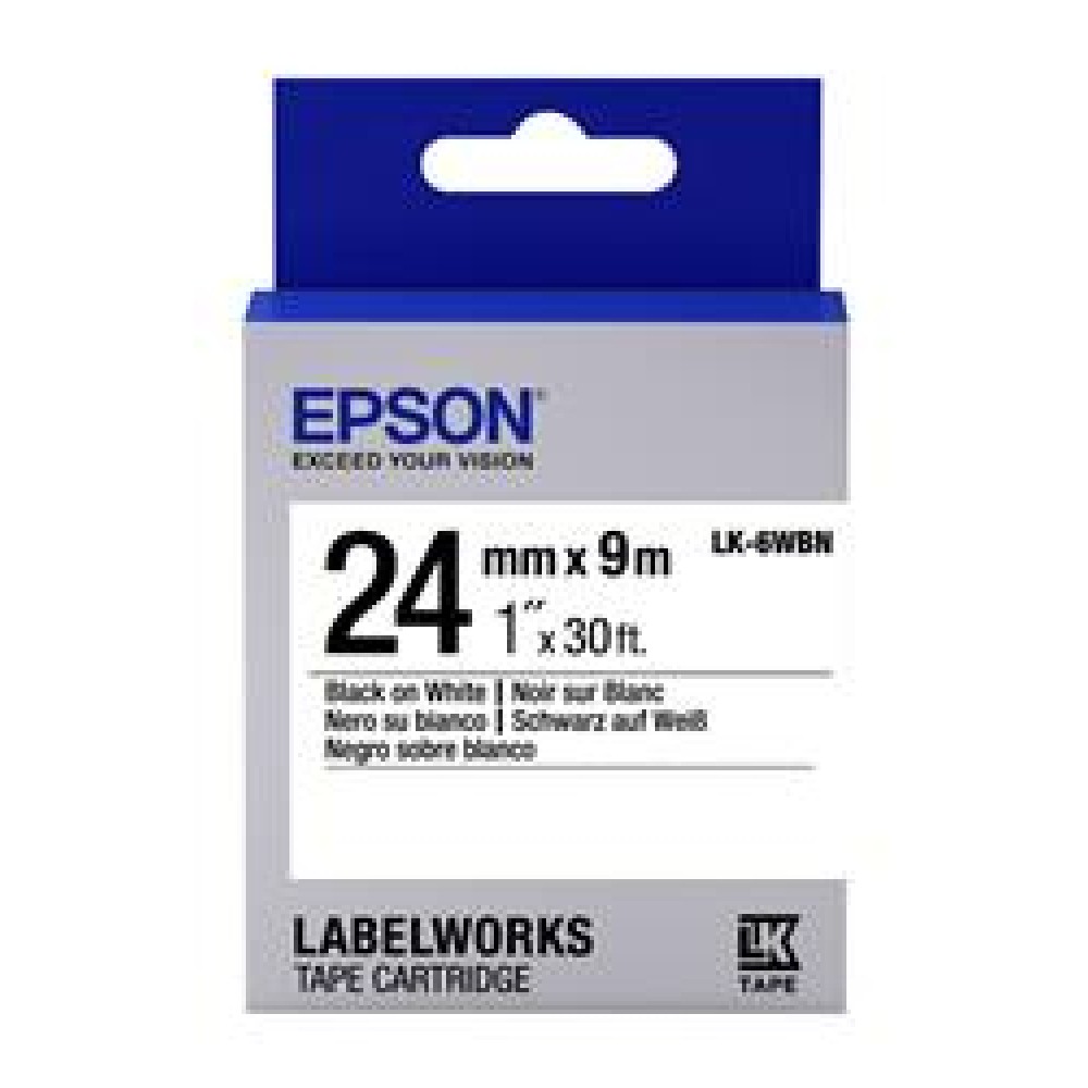 Epson LK-6WBN Standart Beyaz Üzeri Siyah 24mm 9Metre Etiket