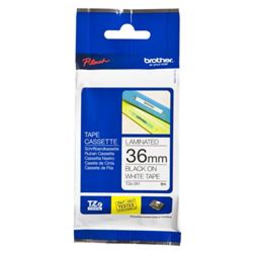 Brother TZE-261 36 mm Beyaz Üzerine Siyah Lamina  8 Metre 