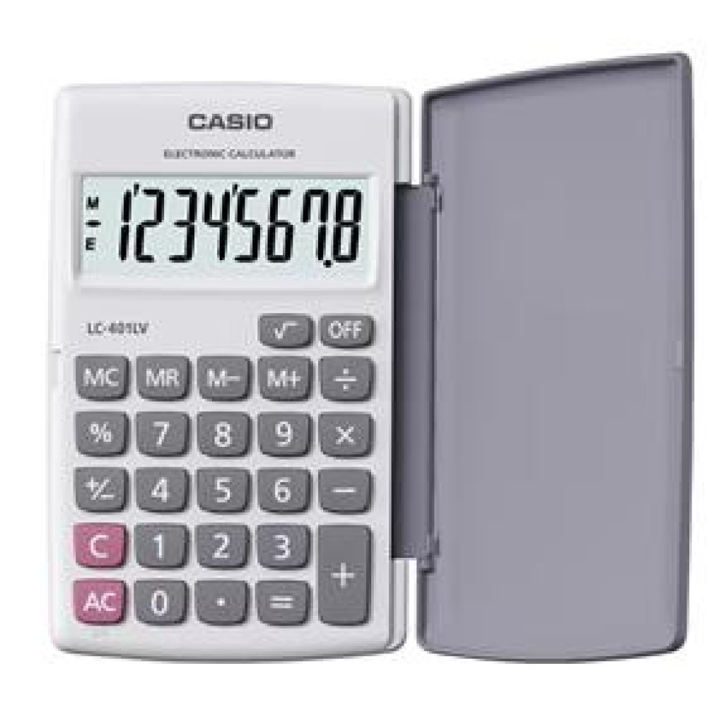 Casio LC-401LV-WE 8 Hane Beyaz Cep Tipi Hesap Makinesi