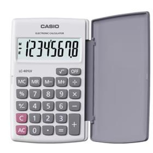 Casio LC-401LV-WE 8 Hane Beyaz Cep Tipi Hesap Makinesi