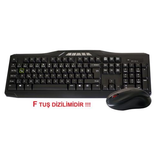 Elba EC-266f F Usb Siyah Kablosuz Klavye Mouse Set Multimedya tuşları mevcuttur
