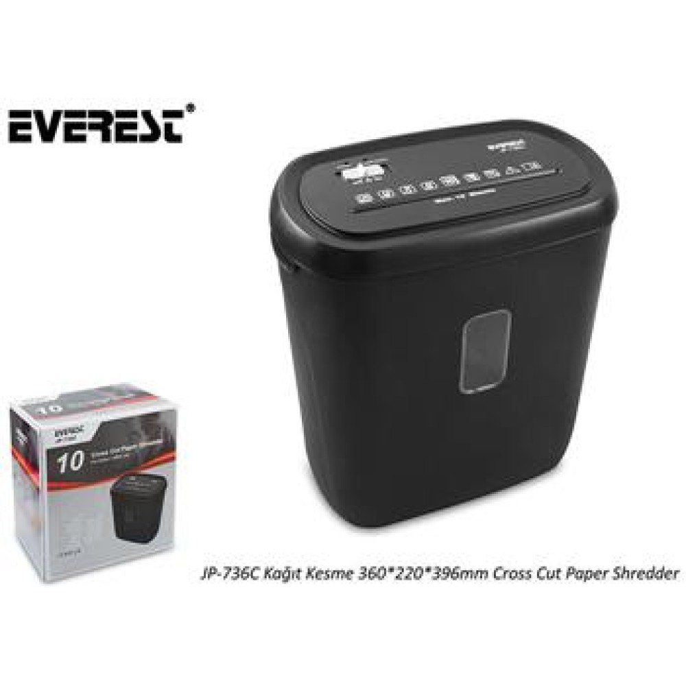 Everest JP-736C 21L Kağıt Kesme Makinesi 360-220-396mm Cross Cut Paper Shredder