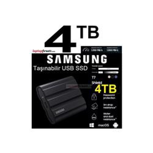 Samsung 4TB T7 Shield MU-PE4T0S-WW 1050MB-1000MB-S USB 3.2 Gen2 Taşınabilir SSD Siyah