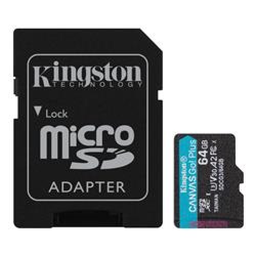 Kingston SDCG3-64GB 64GB microSDXC Canvas Go Plus 170R A2 U3 V30 Card + ADP Hafıza Kartı 