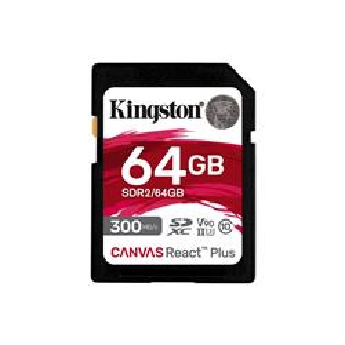 Kingston SDR2-64GB Canvas React Plus SDXC UHS-II 300R-260W U3 V90 for Full HD-4K-8K Hafıza Kartı