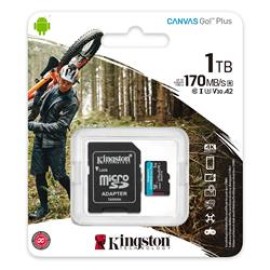 Kingston SDCG3-1TB 1TB microSDXC Canvas Go Plus 170R A2 U3 V30 Card + ADP Hafıza Kartı 