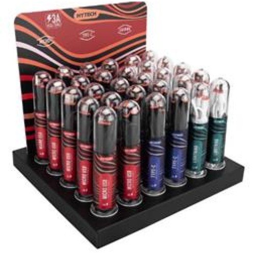 Hytech HY-XSTP30 3A Fast Şarj 10xMicro 10xLightning 10xTypeC 30lu Beyaz Stantlı Kablo Seti 