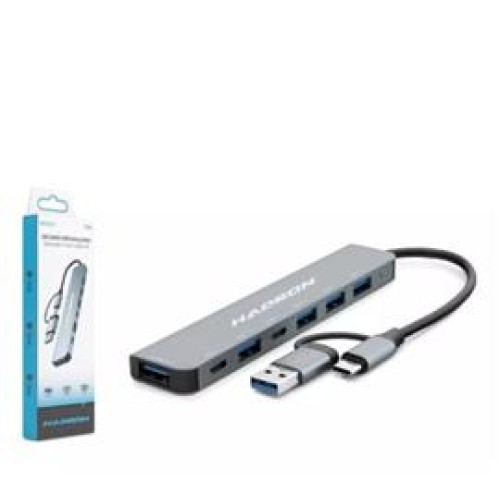 Hadron Hdx7827 Type-C Hub 2-Type-C + 4-Usb3.0 + 7In1 Gri