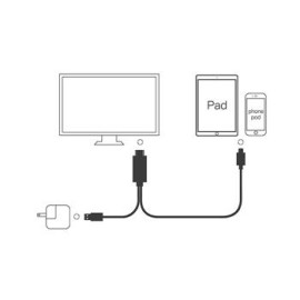 Hytech HY-XO52 Kırmızı-Siyah Lightning to HDMI + USB 2m Mobil Telefon Uyumlu Kablo