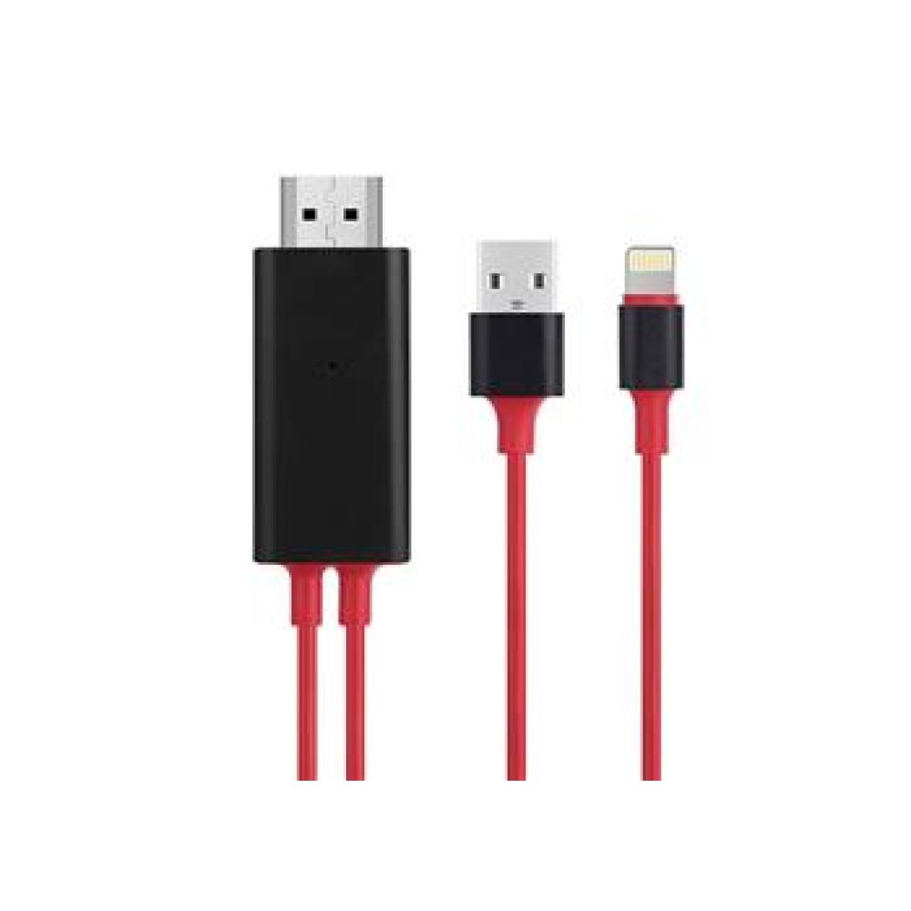 Hytech HY-XO52 Kırmızı-Siyah Lightning to HDMI + USB 2m Mobil Telefon Uyumlu Kablo