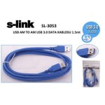 S-link SL-3053 1.5mt Usb 3.0 am To am Data Kablosu