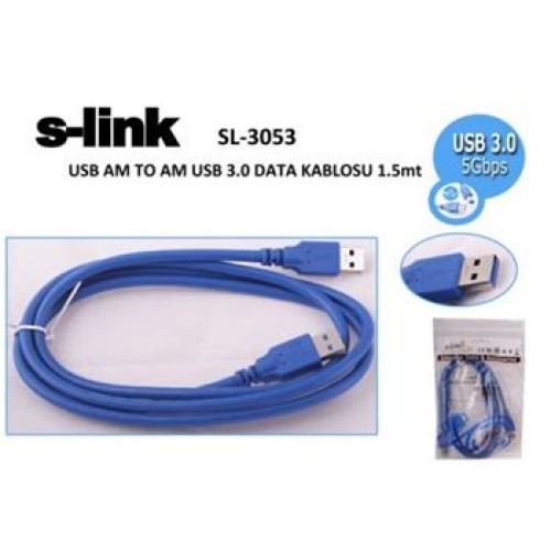 S-link SL-3053 1.5mt Usb 3.0 am To am Data Kablosu