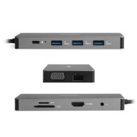 Dark DK-AC-U31X43 USB 3.1 Gen1 Type C 10 in1 Ether-USB-C PD- HDMI-VGA-TF SD Kart- 3xUSB 3.0-Hub