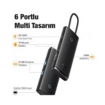 Baseus WKQX050101 Örgülü Kablo Type-C 6ın1 Hub (2Usb 3.0 -Hdmı-Sd-TF-Type-C)
