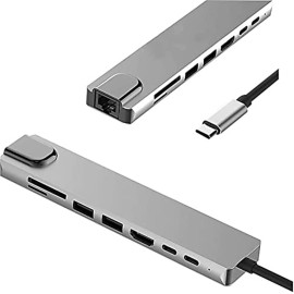 Daytona  FC-10 8 in 1 Type C to 2 Port USB 3.0 2 SD TF HDMI RJ45 2PD Kablolu Adaptör